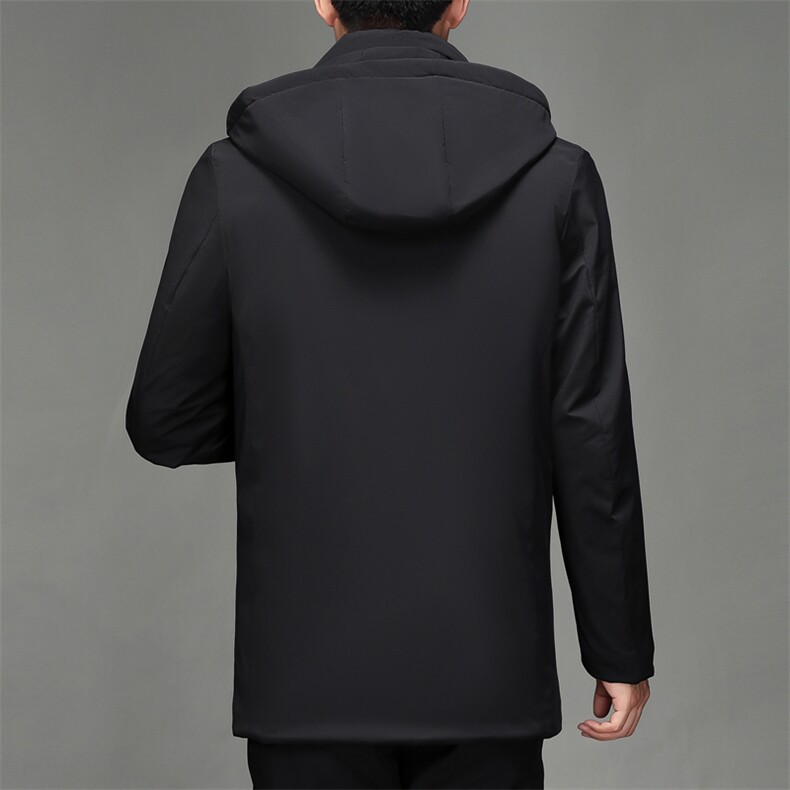 2023年冬季新羽绒服男白鸭绒保暖上衣中年休闲中长款连帽外套男装,男装羽绒服,电商B212（原钱塘6029）