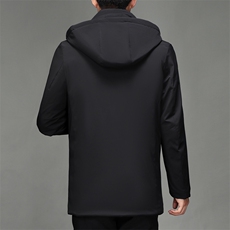 2023年冬季新羽绒服男白鸭绒保暖上衣中年休闲中长款连帽外套男装，男装羽绒服，电商B212（原钱塘6029）