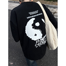 美式高街纯棉小领口短袖oversize280g重磅t恤vibe朝七分袖，男装T恤，星座310A-4