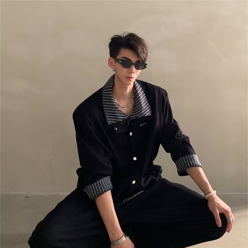 春秋季新款假两件工装外套男士韩版青年夹克休闲宽松上衣BJK157,男装夹克,星座208-5