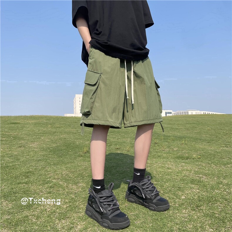 抖音品质休闲宽松五分裤工装风系带短裤B315-K23311-p45控58,男装休闲裤,电商B315