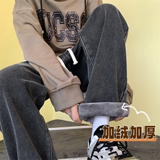牛仔裤男冬季加绒加厚水洗直筒长裤A080-9291-常规P35加绒P45控68，男装牛仔裤，电商A080