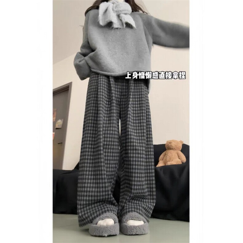 女风加绒格子休闲阔腿裤ZK0312-P45加绒53,男装休闲裤,星座313A(原308A-2)