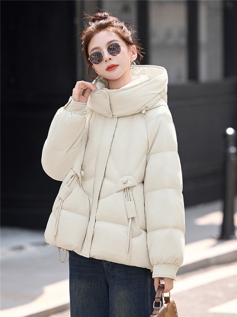 时尚连帽短款羽绒服女2025冬季新款小个子显瘦加厚保暖白鸭绒外套,女装羽绒服,琦鑫阁（原依鑫阁）