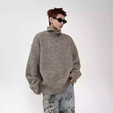 A837-P53男士高领毛衣冬季加厚针织衫男韩系宽松潮牌打底衫上衣，男装T恤，电商B323A