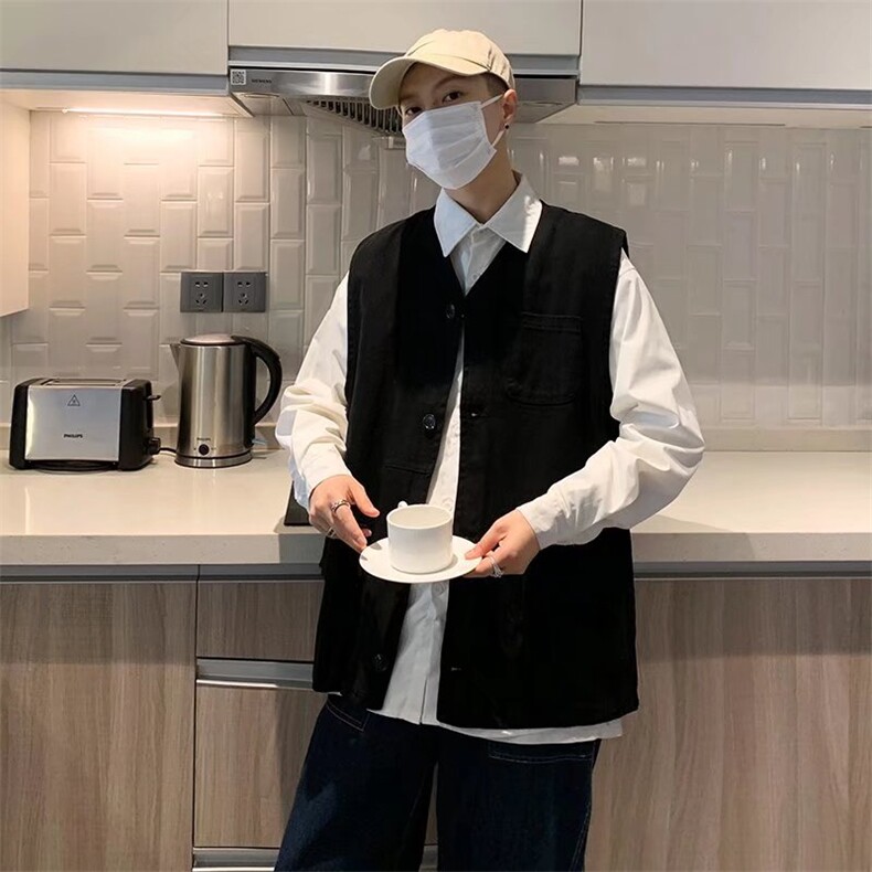 日系工装马甲男士春秋季潮牌多口袋宽松坎肩上衣休闲百搭背心外套,男装背心/马甲,星座1210-1