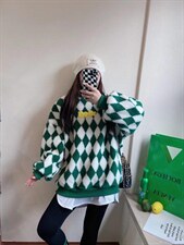 冬季新款棋盘格重工刺绣羊羔毛卫衣，女装卫衣/绒衫，AT(2F)