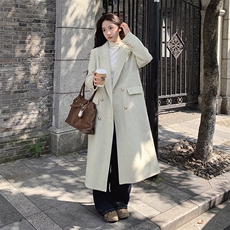 现货绿色双面呢大衣气质宽松2C212-G01-P325-K428，女装毛呢外套，2C212