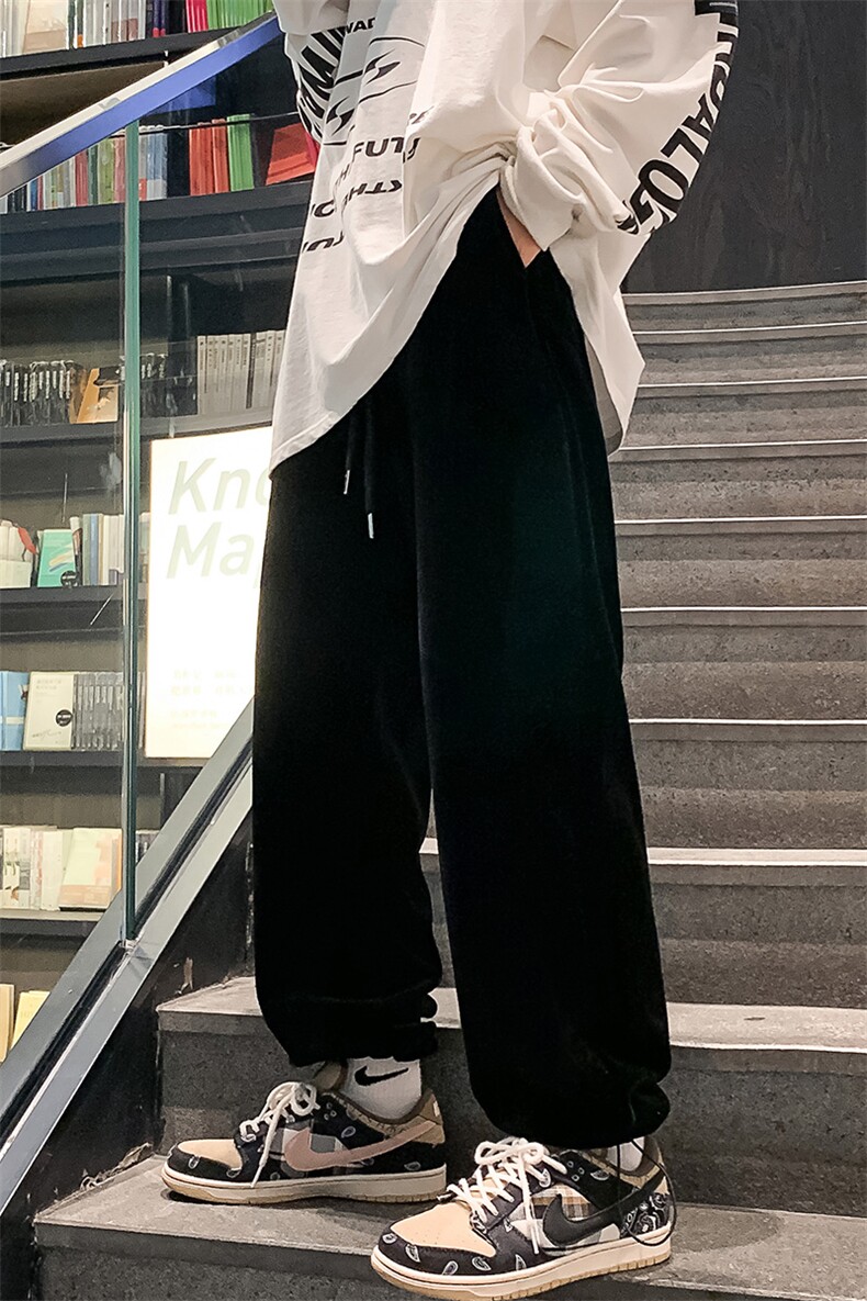 2024秋季新品男士金丝绒加绒加厚百搭休闲裤长裤束脚卫裤K23-P45,男装休闲裤,电商A441-1