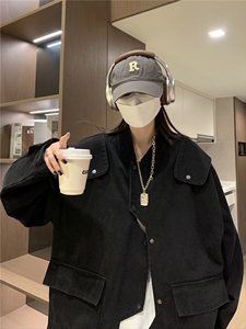复古排扣秋新款港味牛仔不规则外套 XJ01 P85图片