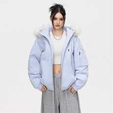 冬季加厚百搭连帽棉衣复古潮牌大毛领外套男女潮B2525-特P88，男装棉衣，星座610B-1