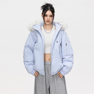 冬季加厚百搭连帽棉衣复古潮牌大毛领外套男女潮 B2525-特P88图片
