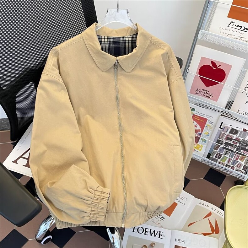 复古格子布双面穿外套男春秋休闲夹克高级感上衣潮牌W9324/P77,男装夹克,星座506B