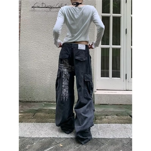 1506-1/KB2281/P62欧美复古休闲工装裤春季男女高街ins潮小众百搭图片