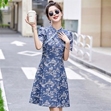 现货！中式改良版连衣裙女2024气质时尚优雅范连衣裙，女装连衣裙，涵墨