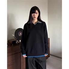 美式复古撞色Polo翻领毛衣男女2025春秋冬宽松休闲打底针织衫线衣，男装T恤，星座506A