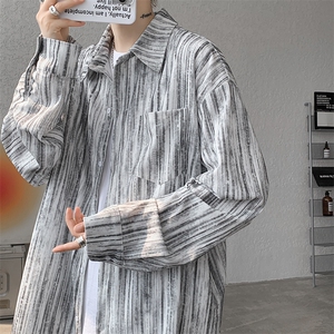 8XL-M灯芯绒长袖衬衫特大码痞帅扎染衬衣美式复古外套CS9002/P55图片