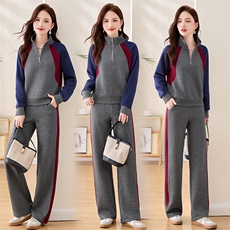 高级感休闲运动套装女春秋两件套2025新款洋气减龄撞色穿搭一整套，女装套装/套裙，梦依杭