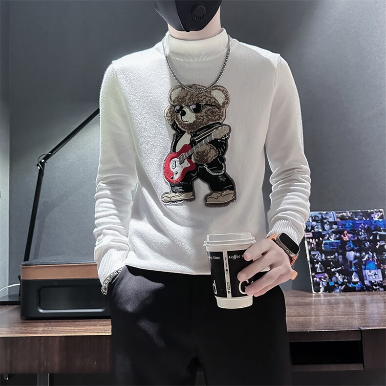 痞帅炸街圆领男士套头小熊毛衣社会小伙店主风301C-M50-特P58控78,男装针织衫/毛衣,星座301C（原B323）