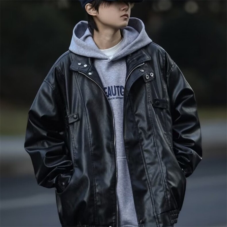 美式复古飞行员PU皮衣外套男女痞帅潮流宽松立领皮，男装皮衣，星座1210-1