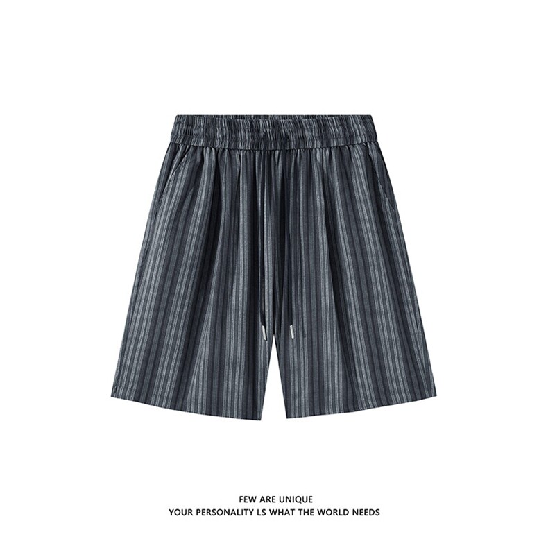 抖音品质夏季新款日系复古条纹冰丝短裤男宽松休闲-A2126TP22控38,男装牛仔裤,电商B241