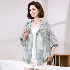 轻薄连帽防晒衣女2025夏季新款洋气时尚妈妈宽松减龄休闲短款外套，女装防晒衣，悦见她