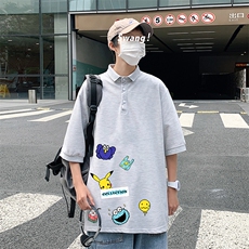 PL57079-P35翻领短袖polo衫男大码胖子半袖t恤男有领保罗衫模特，男装Polo衫，电商A040