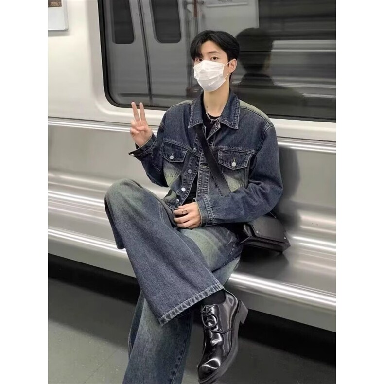 复古短款牛仔外套男美式宽松直筒水洗做旧夹克JT844,男装夹克,星座1116A（原606A-3）