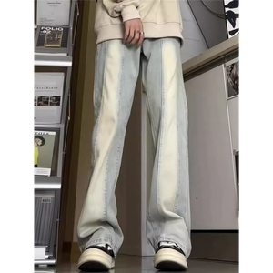 百搭时尚牛仔裤男款高个子美式复古裤子穿搭高档微喇裤AM2009 P39图片