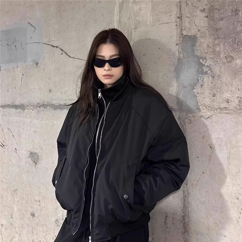 黑色棒球棉服外套女2025秋冬新款宽松休闲夹棉飞行员夹克,男装夹克,星座506A