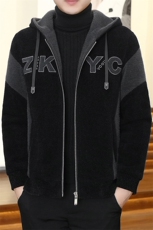 秋冬新款男士商务休闲字母连帽毛呢大衣短款夹克外套D15P155控238，男装毛呢大衣，电商B226