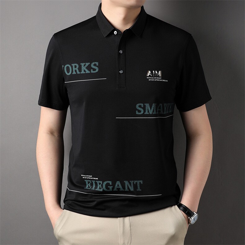 AL62361钱塘2020-3夏季新款男士时尚印花翻领上衣休闲短袖T恤P50,男装T恤,钱塘207-3