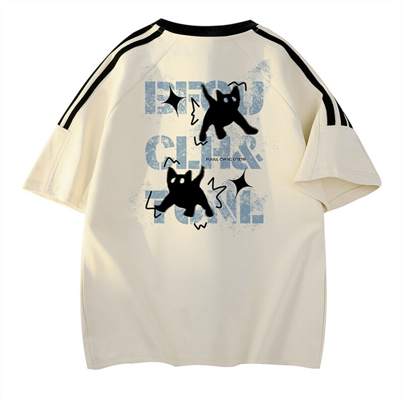 可48小时发货支持抖音得物来样二开重磅美式高街纯棉织带短袖T恤,男装T恤,电商A486