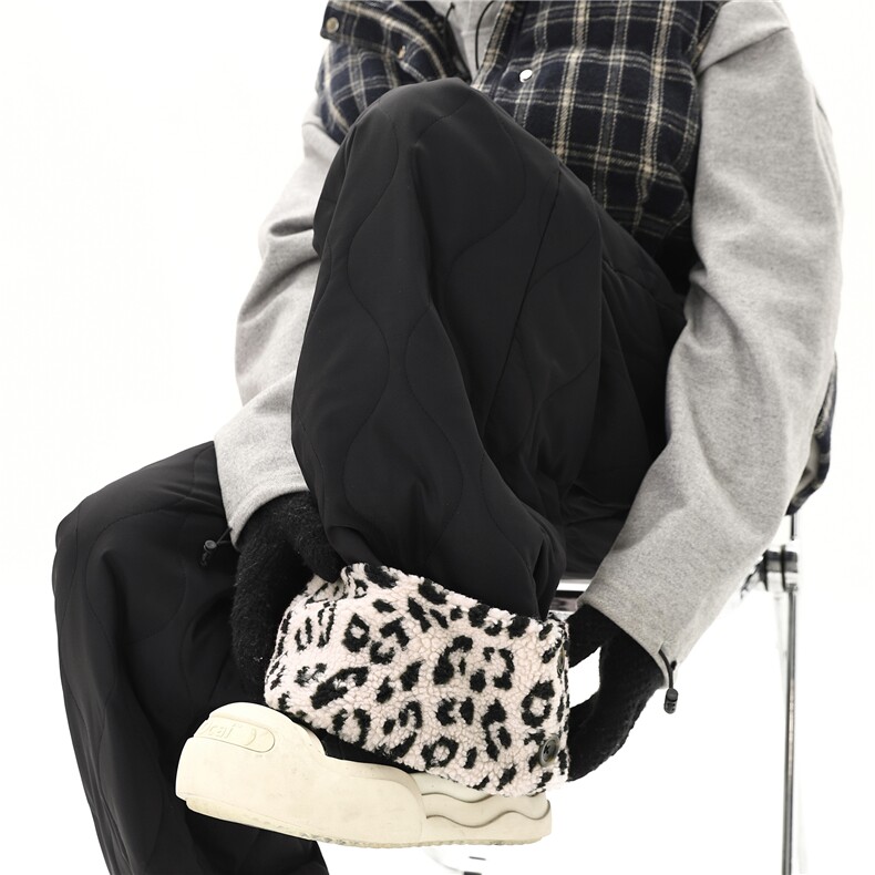 cleanfit美式豹纹eaho羊羔绒棉裤男女秋冬外穿小个子葫芦纹滑雪裤，男装休闲裤，星座612