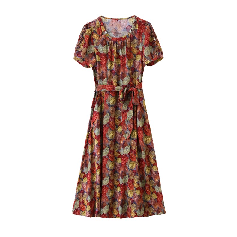 【现货】气质碎花连衣裙女洋气收腰减龄1C115-6220-P120-K268,女装连衣裙,吾爱衣