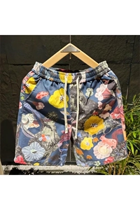 男士夏季花色印花短裤时尚复古外穿沙滩裤松紧五分裤ZB1095 P55图片