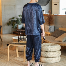 风夏唐装薄款冰丝民族太极服运动休闲服中式套装男A823P75，男装民族服装，钱塘788(原4013)
