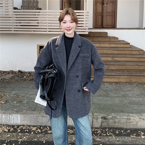 毛呢外套女短款小个子2025新款秋冬季高级感西装赫本风厚呢子大衣图片