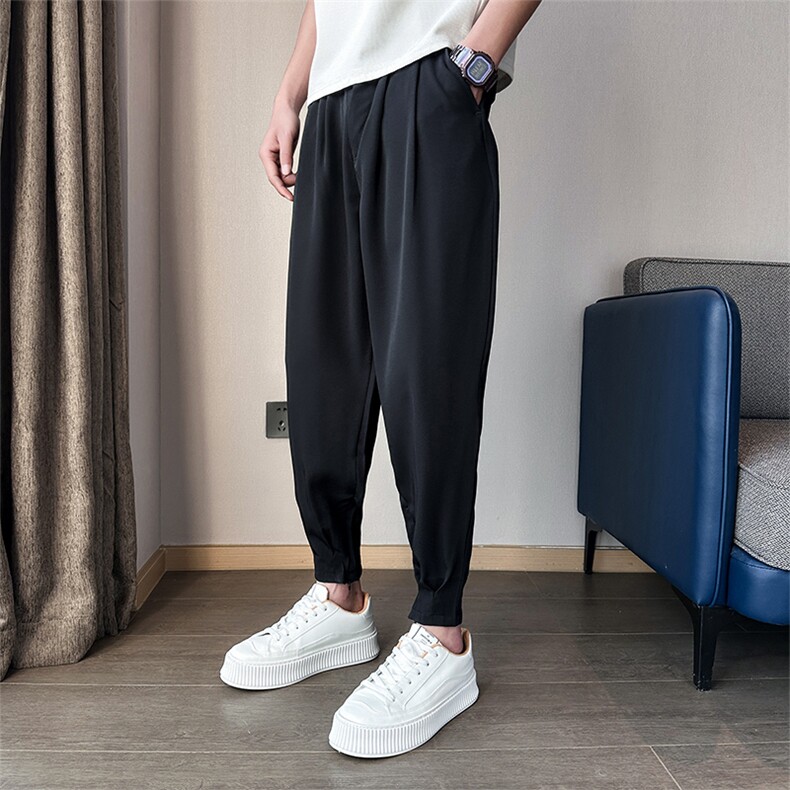 春夏季休闲裤小脚滑爽冰丝裤抖音拉链小西裤A210-K2195-P50,男装西裤,星座210-3