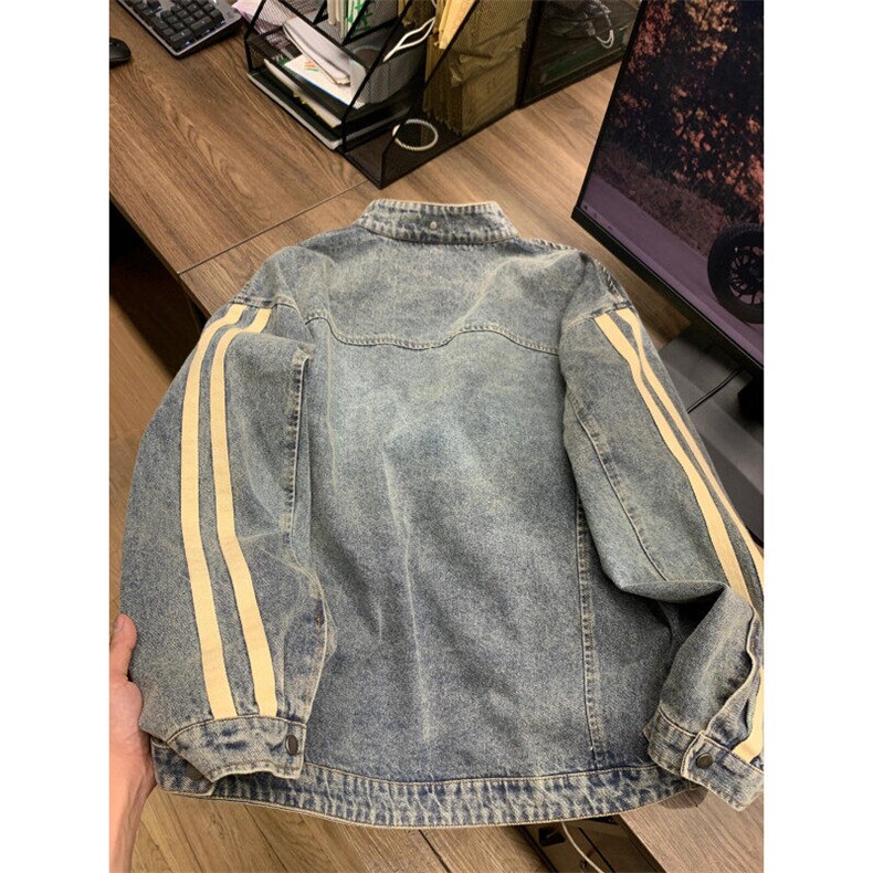 【有货】JK13CC-特P78条纹牛仔外套男水洗美式立领夹克,男装夹克,星座1007（原301D）