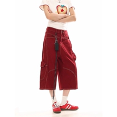 RESUMM辑明线挂饰工装七分裤夏季宽松垂感牛仔裤310A-4-A119-P55，男装牛仔裤，星座310A-4