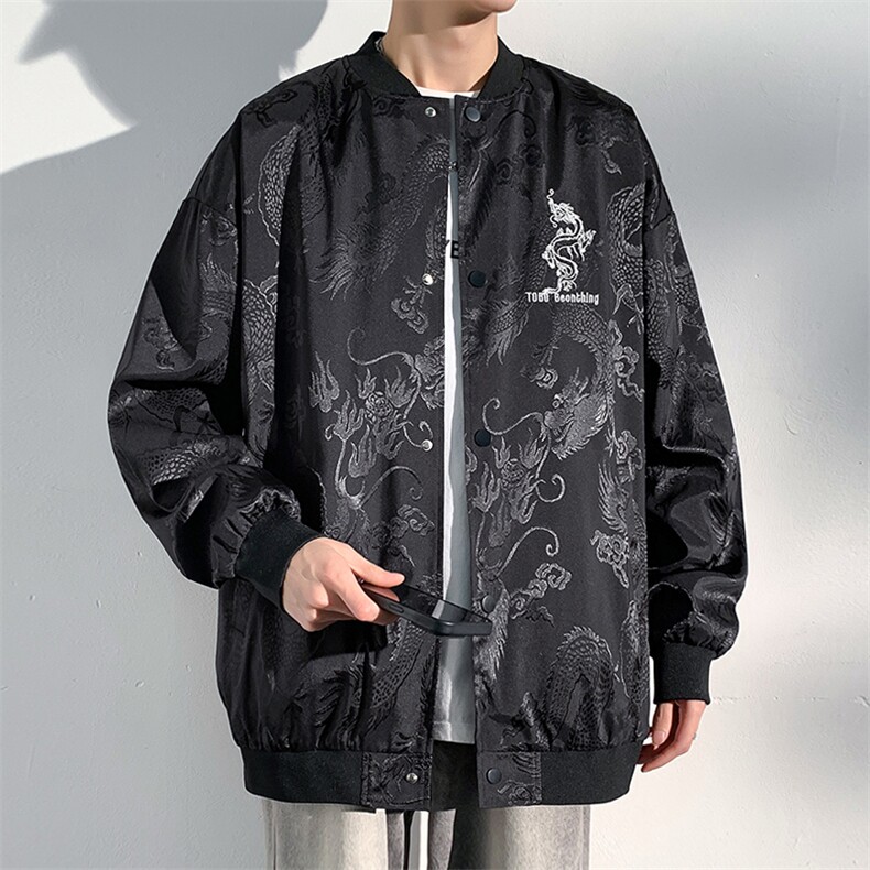 2024春季新款港风光影墙大码立领棒球服夹克M-5XHJ24186-特P70,男装夹克,电商A022