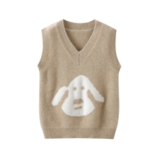 新款百搭V领狗头刺绣无袖马甲，童装儿童羊毛衫，鑫贝羊绒
