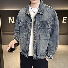 高货夹克男2025秋重工艺水洗做旧牛仔外套男B317/JK510/P155，男装工装外套，电商B317