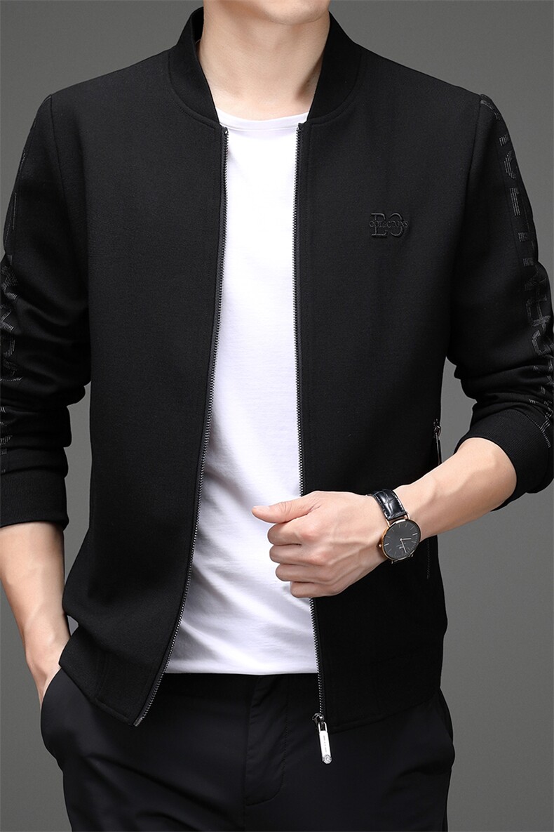 秋季男纯色外套新款潮流休闲夹克男爸爸装中年外套ASD1Y106-P190图片