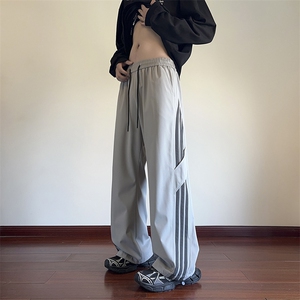秋季现货宽松纯色直筒垂感拼色条纹休闲裤男DSA157B-K9850-P40图片