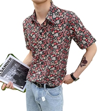 社会风沙滩休闲碎花衬衫潮男B297-7721-P53控78，男装衬衫，电商B297