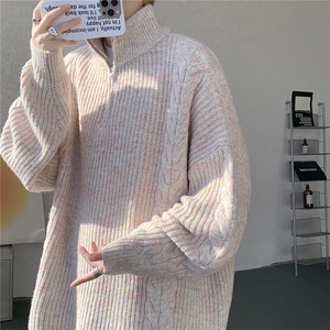 MY7150-特P69 软糯厚实设计感男女同款情侣大码宽松针织外套毛衣图片