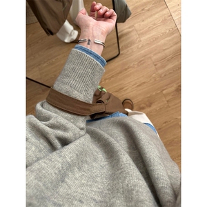 网图老钱风亨利领毛衣男款高级感美式复古打底针织衫MY300-特P50图片