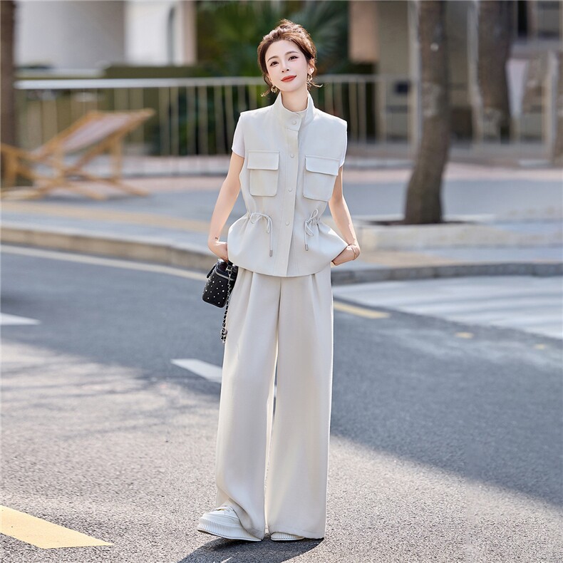 时尚套装女2026夏新款高级感气质轻熟风洋气马甲休闲阔腿裤三件套,女装套装/套裙,艾仟回(原伊仟回)